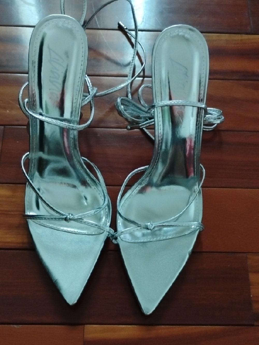 a.n.a Silver Pointed-Toe Strappy Heels